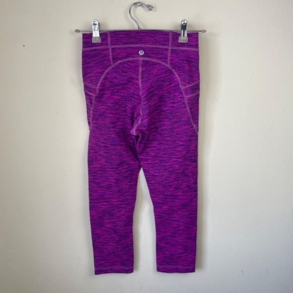 Lululemon Free Flow Crop Diamond Jacquard Space Dye Tender Violet Raspberry Glo - Picture 6 of 9